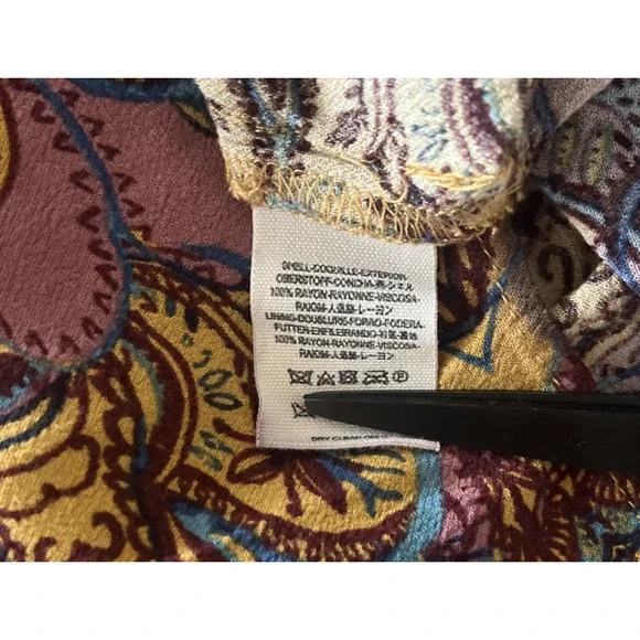 Free People Ossie Vibes Bell Sleeve Dress Tunic Gold Purple Boho Retro Size 10 - Picture 8 of 8